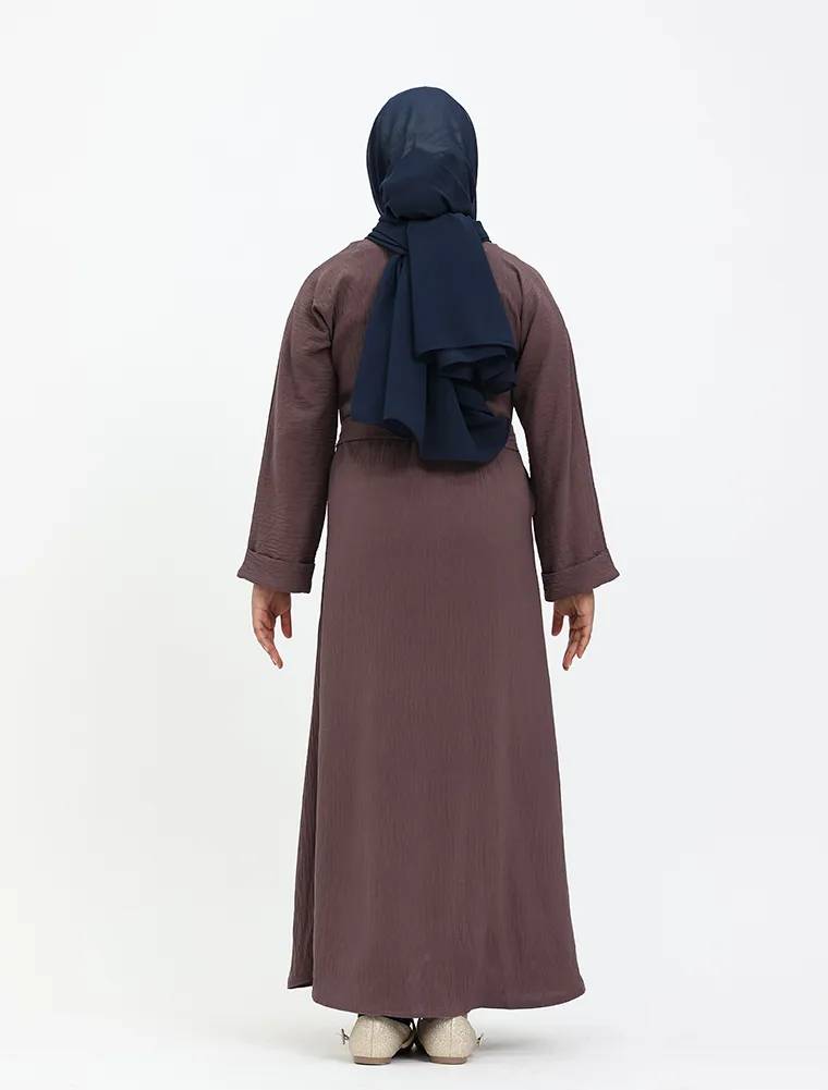 Mauve Linen Feel Basic Girls Abaya